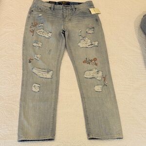 Lucky Brand Light Blue Embroidered Slim Boyfriend Jeans